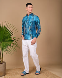 Denim Stain Printed Shirts - Multicolour