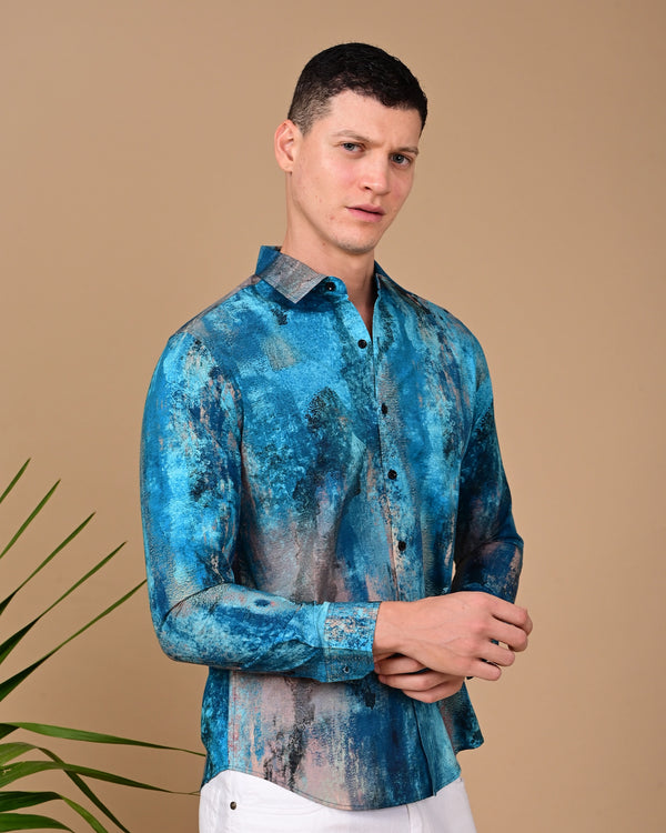 Denim Stain Printed Shirts - Multicolour