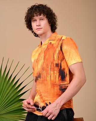 Boat Printed Shirts - Yellow & Brown