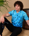Brush Effect Printed Shirts - Blue