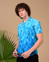 Brush Effect Printed Shirts - Blue