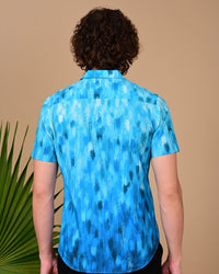 Brush Effect Printed Shirts - Blue