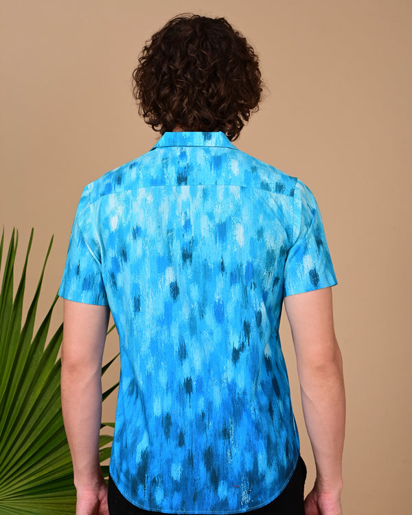 Brush Effect Printed Shirts - Blue