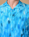 Brush Effect Printed Shirts - Blue