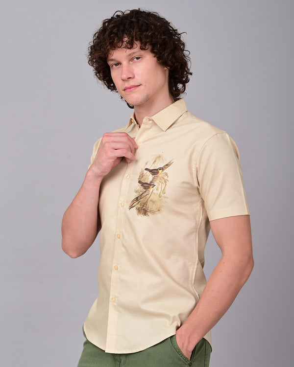 Two Birds Printed Shirts - Cream