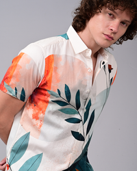Leaf Printed Shirts - Cream