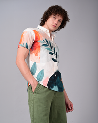 Leaf Printed Shirts - Cream