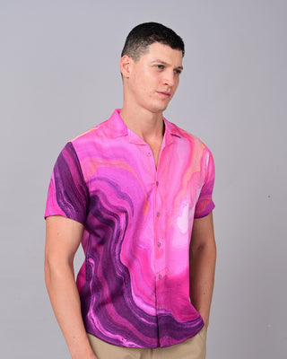 Oil Painting Printed Shirts - Pink