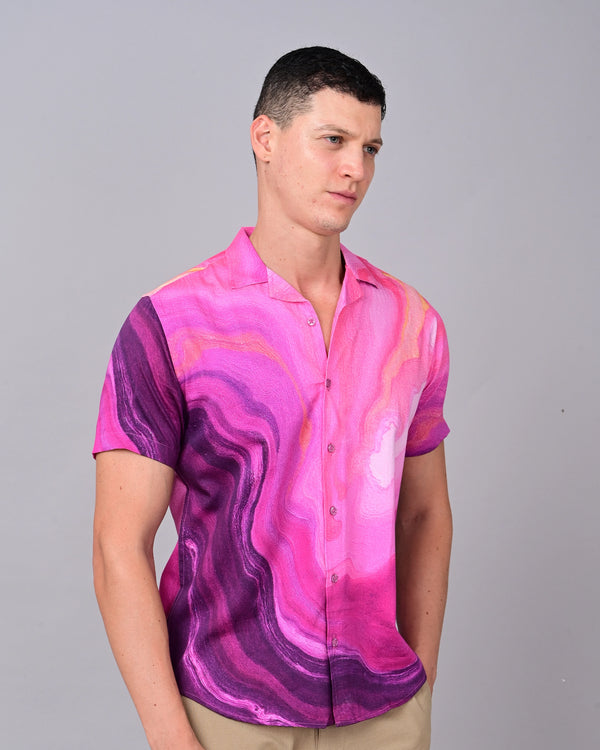 Oil Painting Printed Shirts - Pink