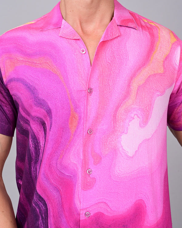 Oil Painting Printed Shirts - Pink