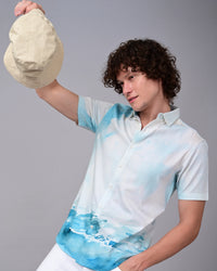 War Boat Printed Shirt - Blue