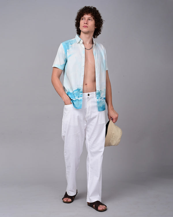 War Boat Printed Shirt - Blue