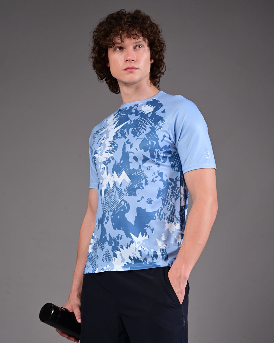 Men's Printed Tee - Light Blue