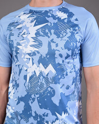 Men's Printed Tee - Light Blue