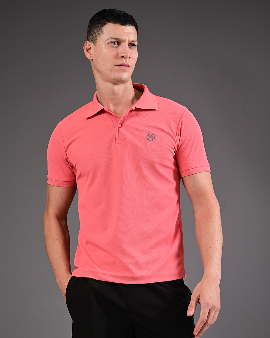Men's Solid Polo - Coral