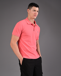 Men's Solid Polo - Coral
