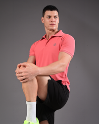 Men's Solid Polo - Coral