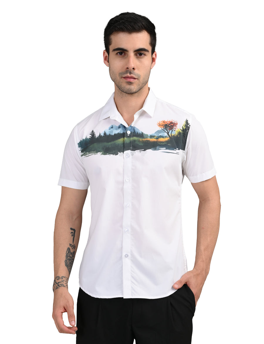 Mens Casual Shirt - Natural Print