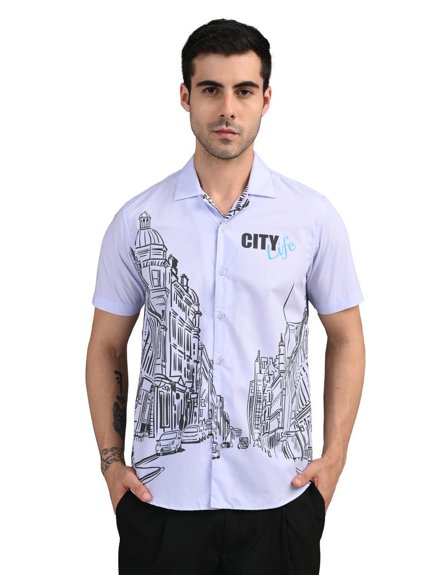 Mens Casual Shirt - City Print
